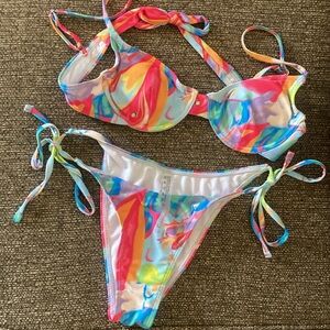 SHEIN size small- 2 piece bathing suit in super bright colors
